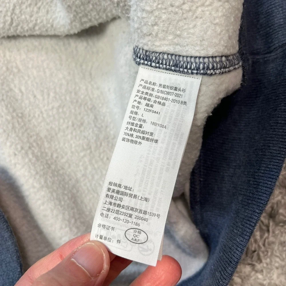 Abercrombie & Fitch Men's Oversized Hoodie Blue Gray Size L Pullover Soft A&F - Picture 4 of 6